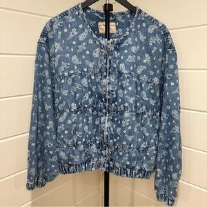 We The Free Blue Layla Denim Jacket Size: Large